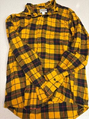 Men's Yellow Plaid Flannel Shirt - Classic Button-Up